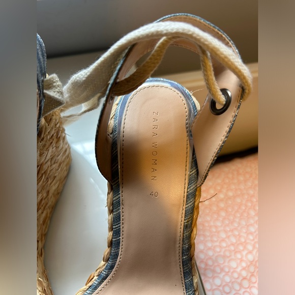 Zara Woman Platform Wedge Sandals 40 - Picture 5 of 12